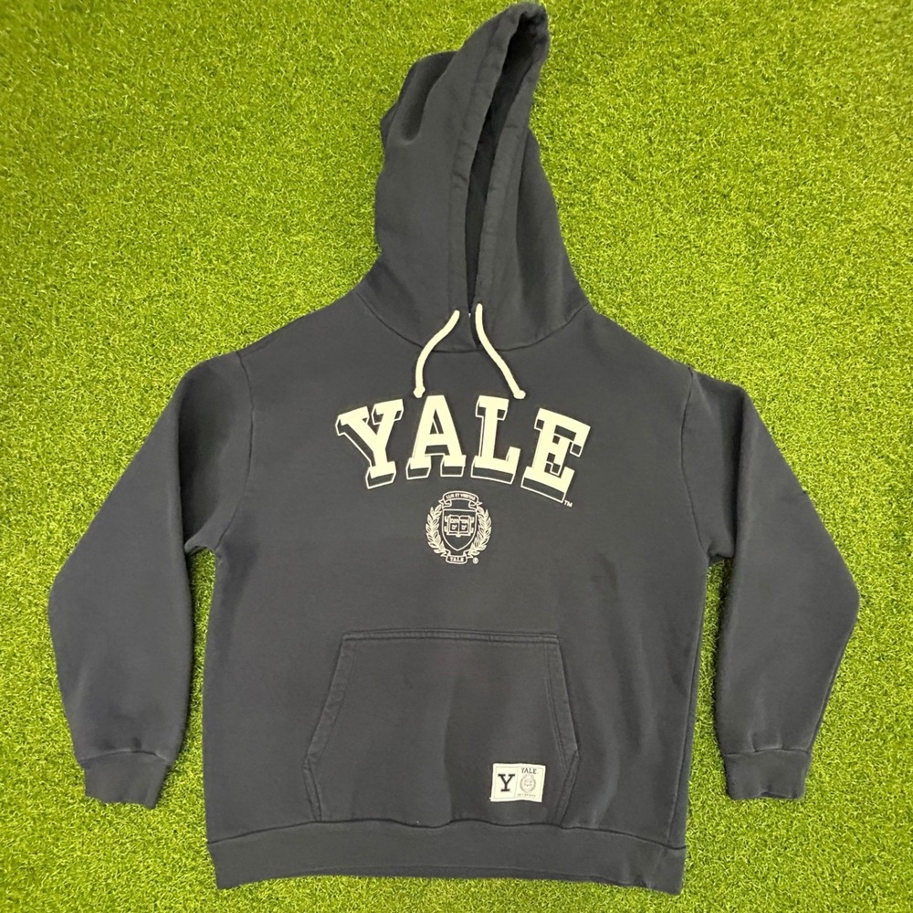 Yale University Hoodie Navy Blue Collegiate Graphic‎ Pullover Sweatshirt Mens M